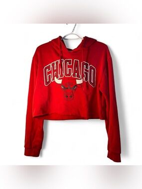 Unk Red Chicago Bulls Cropped Hoodie